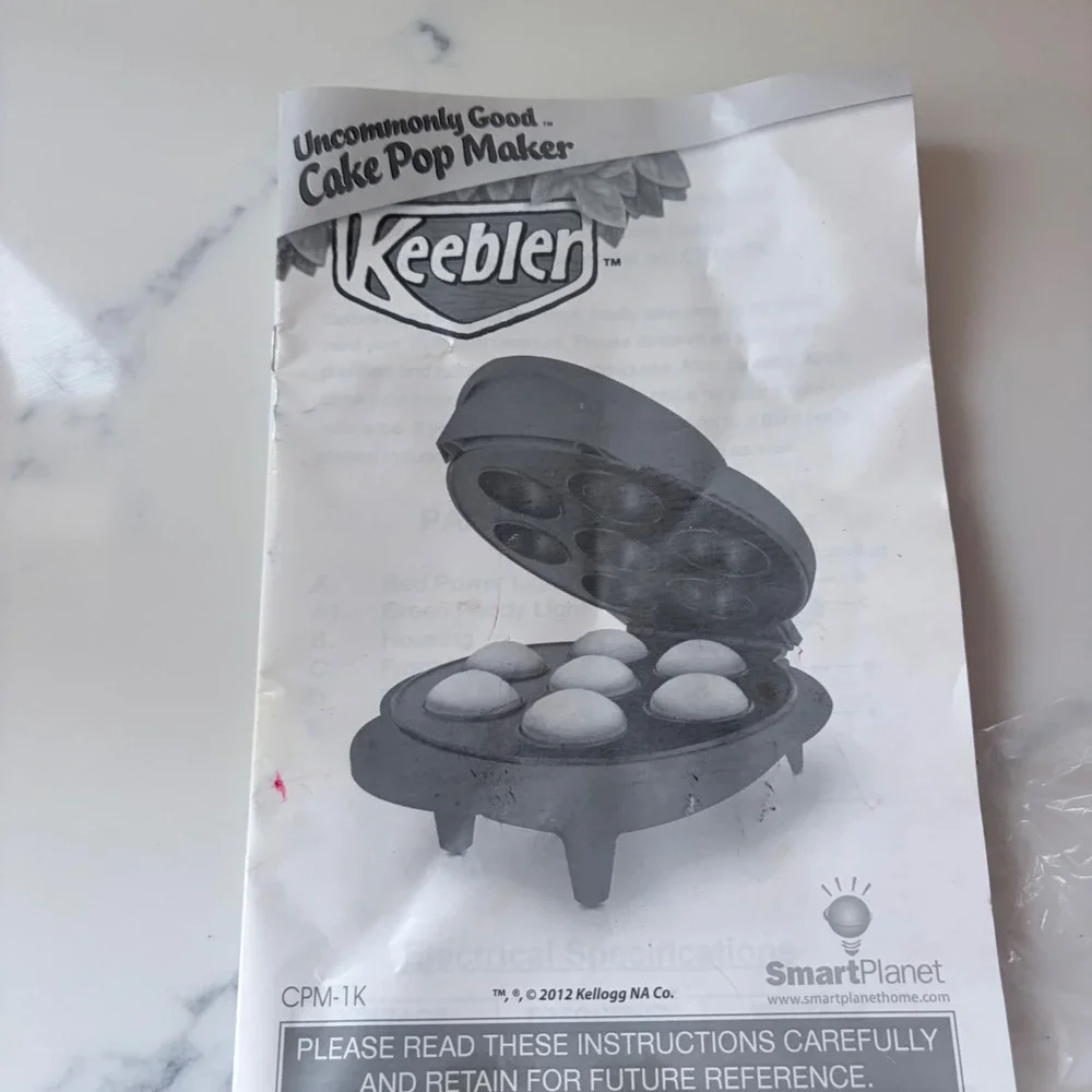 Keebler Uncommonly Good Cake Pop Maker Red Smart Planet CPM-1K Non-Stick Baking